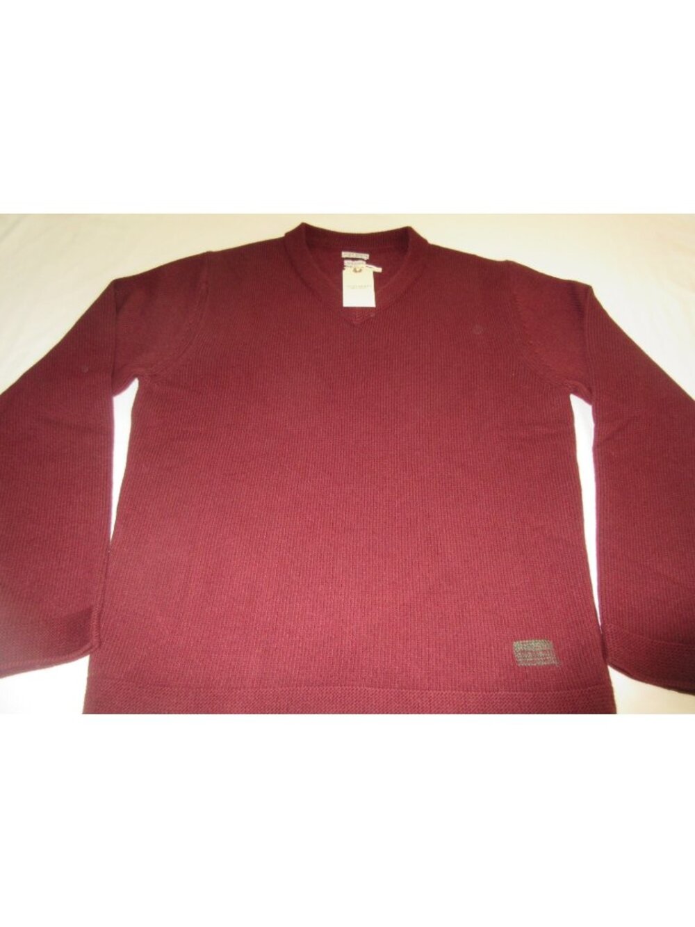 OOBE Brand Men's Heron V Neck Virgin Wool Sweater Oxblood Red Cozy NWT